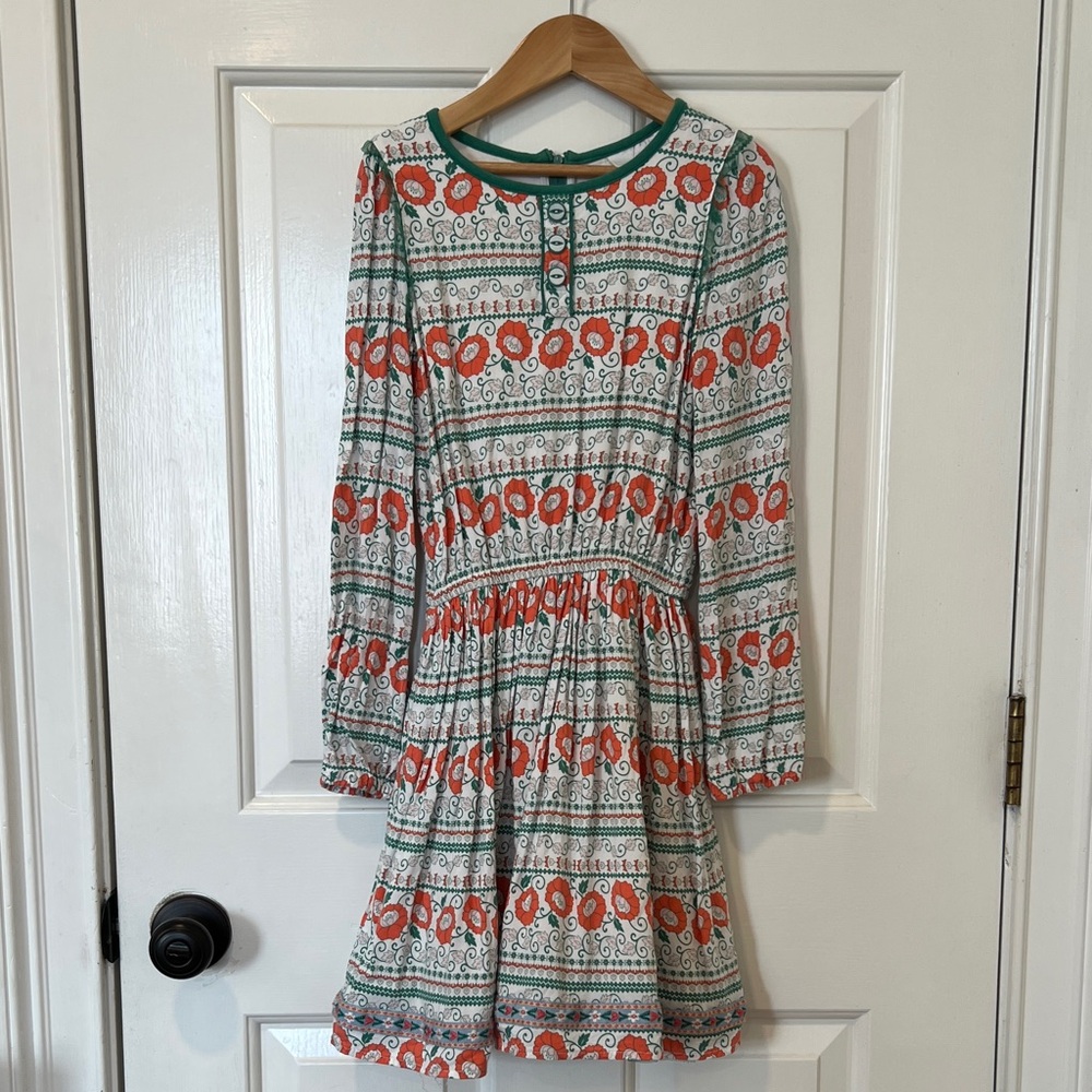 Matilda Jane 435 Kids Dress with Green and Orange Floral Pattern